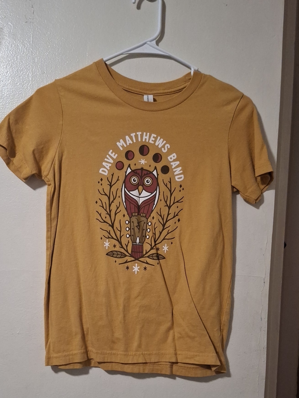 Bella Canvas Kids Short Sleeve Tee - Mustard Yellow with Brown Owl Graphic